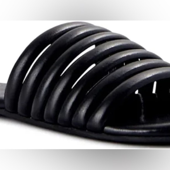 Black Multi Tubular Band Slide Sandals 8 - Picture 4 of 7